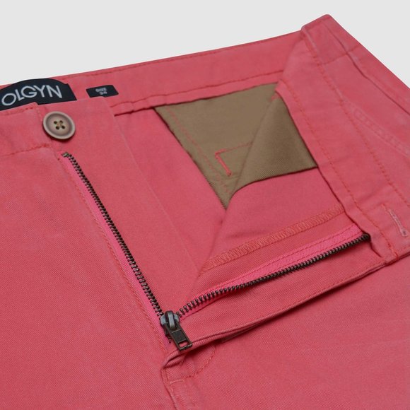 OLGYN Men’s Regular Fit Pink Chino Shorts - Picture 4 of 6